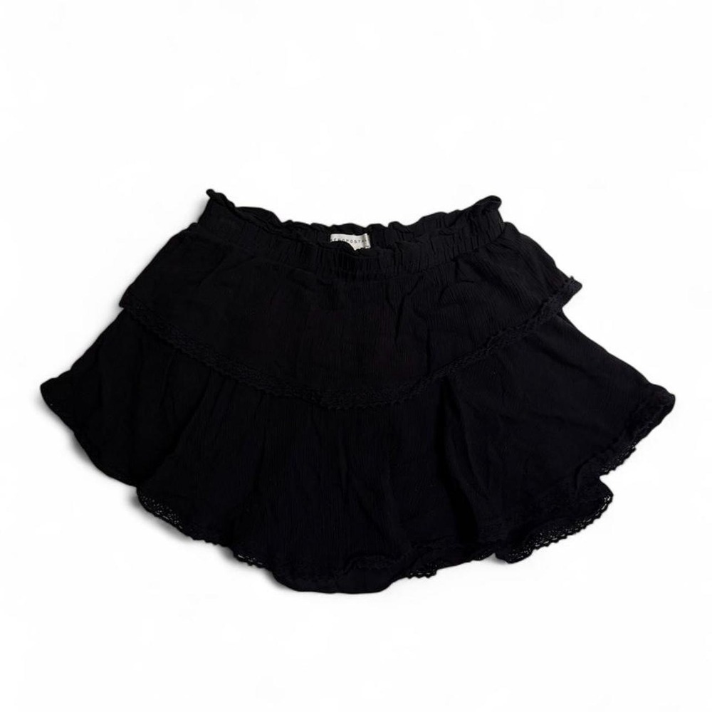 Aeropostale Black Smocked Elastic Waist Ruffle Boho Tiered Skirt